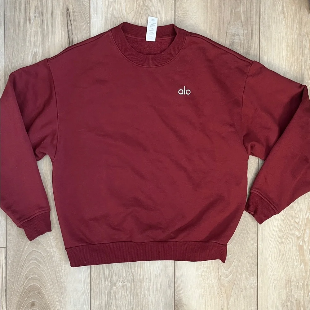 Alo Yoga Accolade Crewneck Sweatshirt Burgundy Size Small - Picture 2 of 6